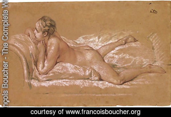 A female nude reclining on a chaise-longue