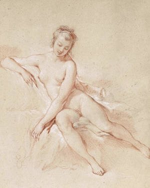 A seated female nude