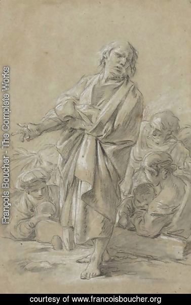 François Boucher - An Apostle preaching, with figures in the background