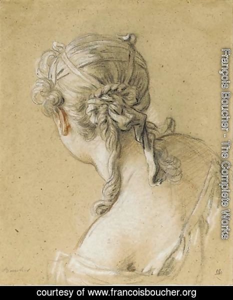 François Boucher - Head of a woman seen from behind