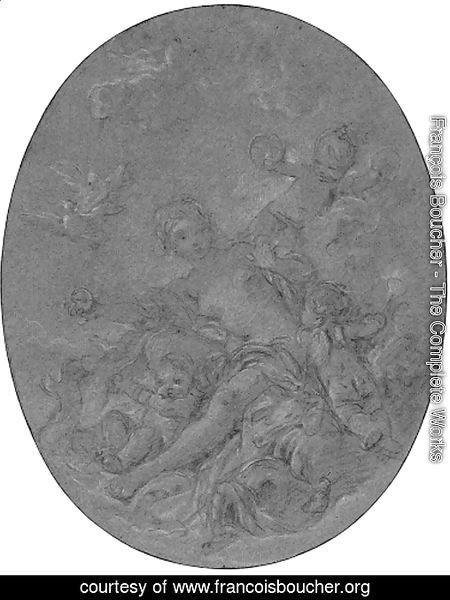 Venus in a chariot with putti and dolphins