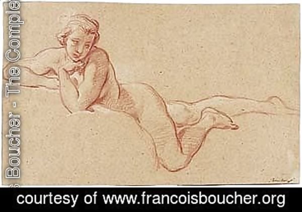 François Boucher - A Female Nude Reclining On Her Front
