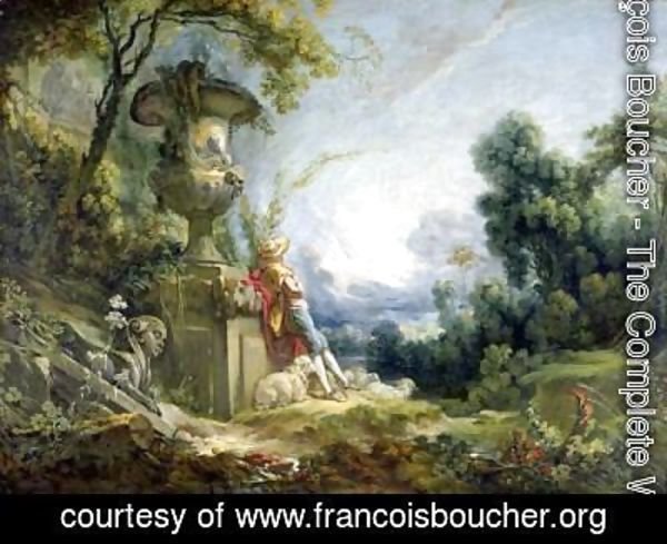 François Boucher - Young Shepherd In A Landscape