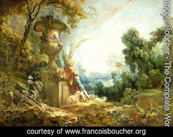 François Boucher - Pastorale ou Jeune berger dans un paysage