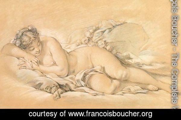 François Boucher - Young woman lying