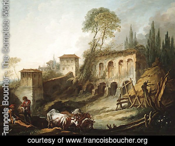 François Boucher - Capriccio View from the Campo Vaccino 1734