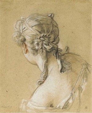 François Boucher - Head of a woman seen from behind