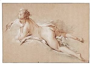 François Boucher - Study Of A Young Girl Lying On Her Front