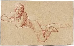 A Female Nude Reclining On Her Front