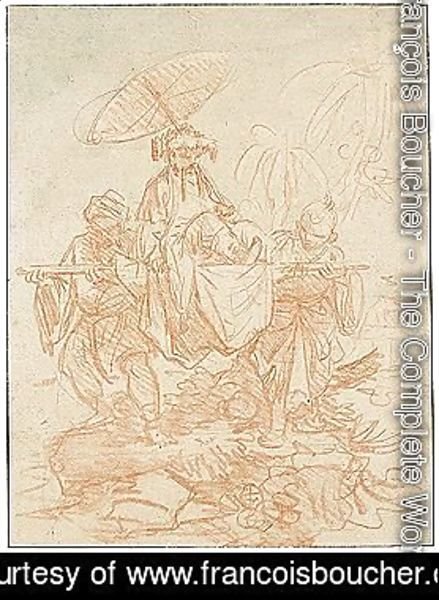 François Boucher - A Chinese Potentate Carried On A Litter By Two Boys