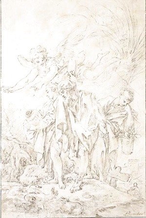 François Boucher - Lot fleeing with his daughters