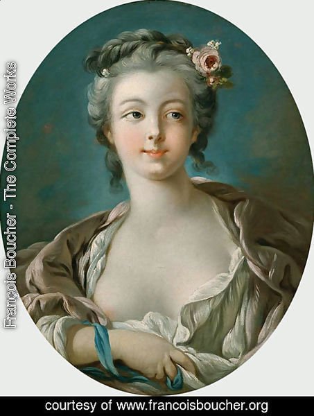 François Boucher - Young Woman with Flowers in Her Hair  wrongly called Portrait of Madame Boucher