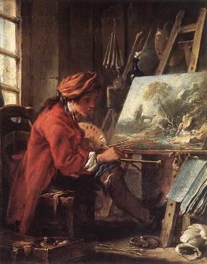 François Boucher - The Painter In His Studio