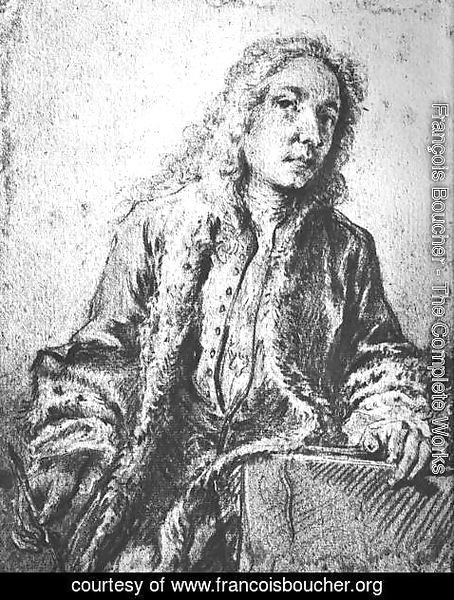 François Boucher - Drawing after a lost Self-Portrait of Watteau